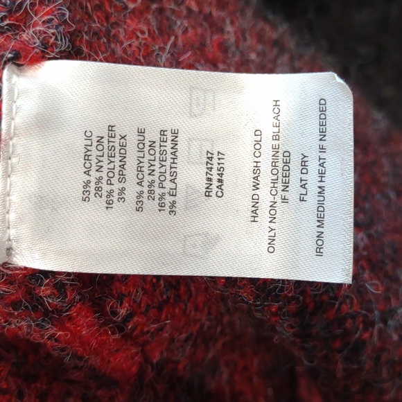 Natural Reflections Buffalo Plaid Red Black 1XL Sweater Cardigan Hoodie Pockets - Picture 4 of 5